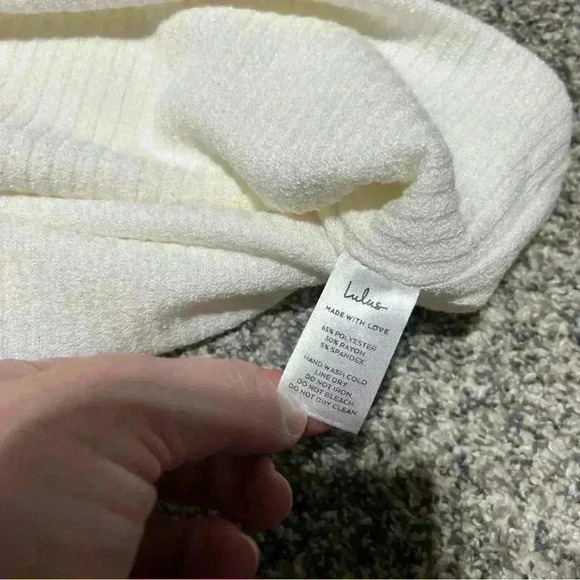 Lulus Tank Top Womens M White Fuzzy Ribbed Square Neck - Picture 5 of 8